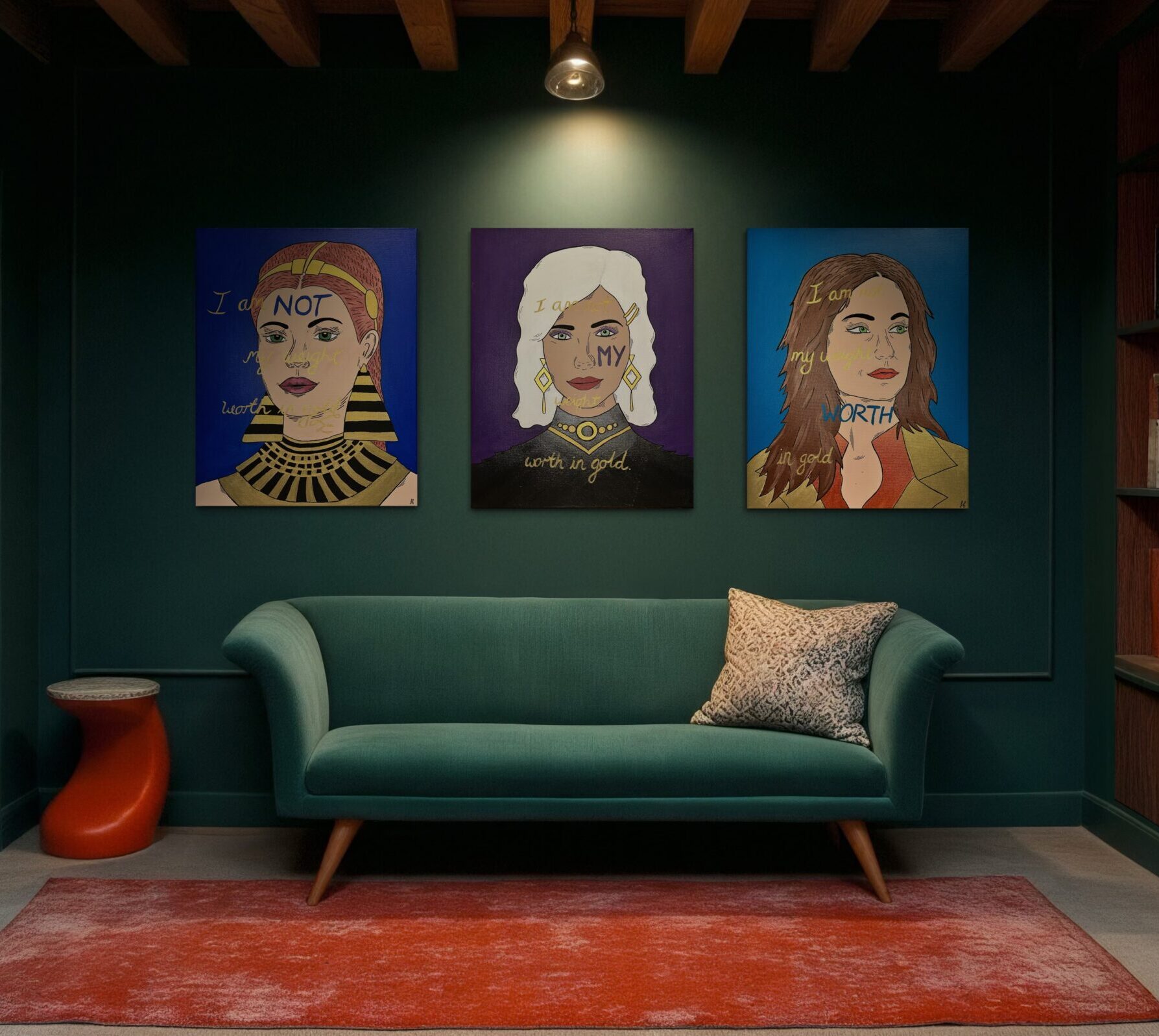 I am not my weight worth in gold - 3 portraits by Jess Bracey