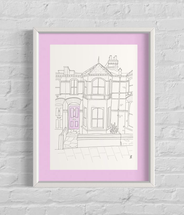 a touch of colour bespoke house sketch by jess Bracey art