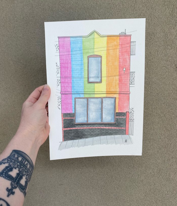 Multicoloured illustration created to celebrate Pride Day by Jess Bracey